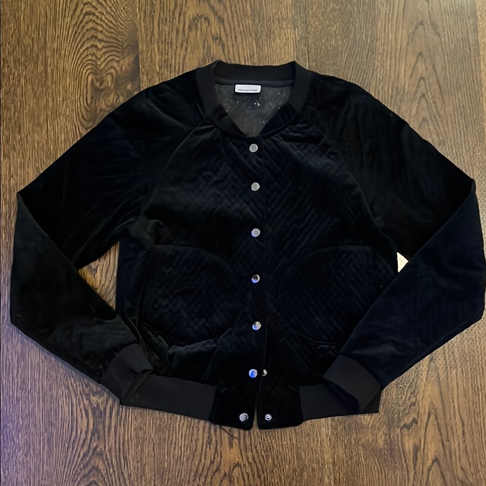 Black Quilted Velvet Women's Bomber